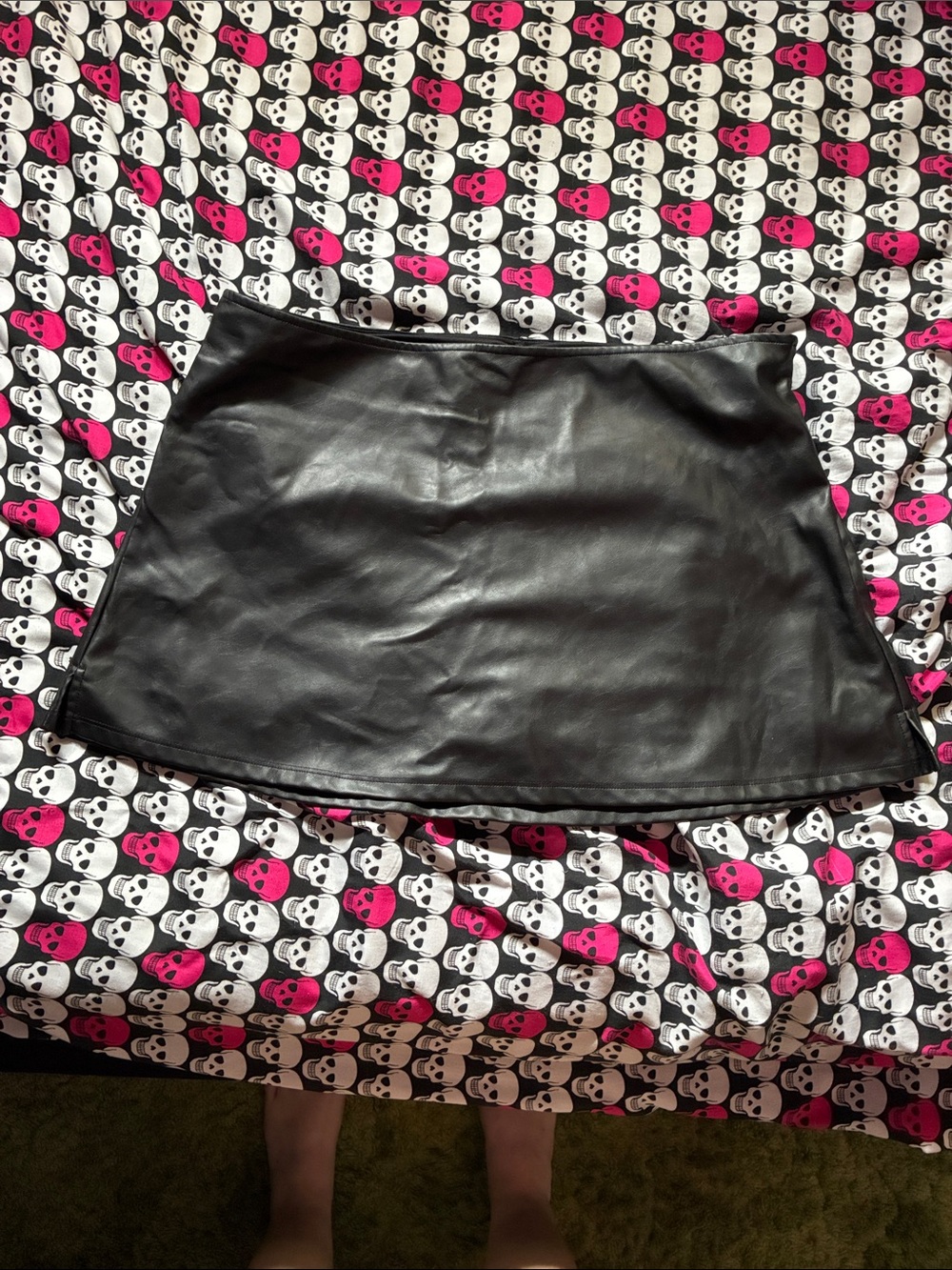 Black pu leather skort